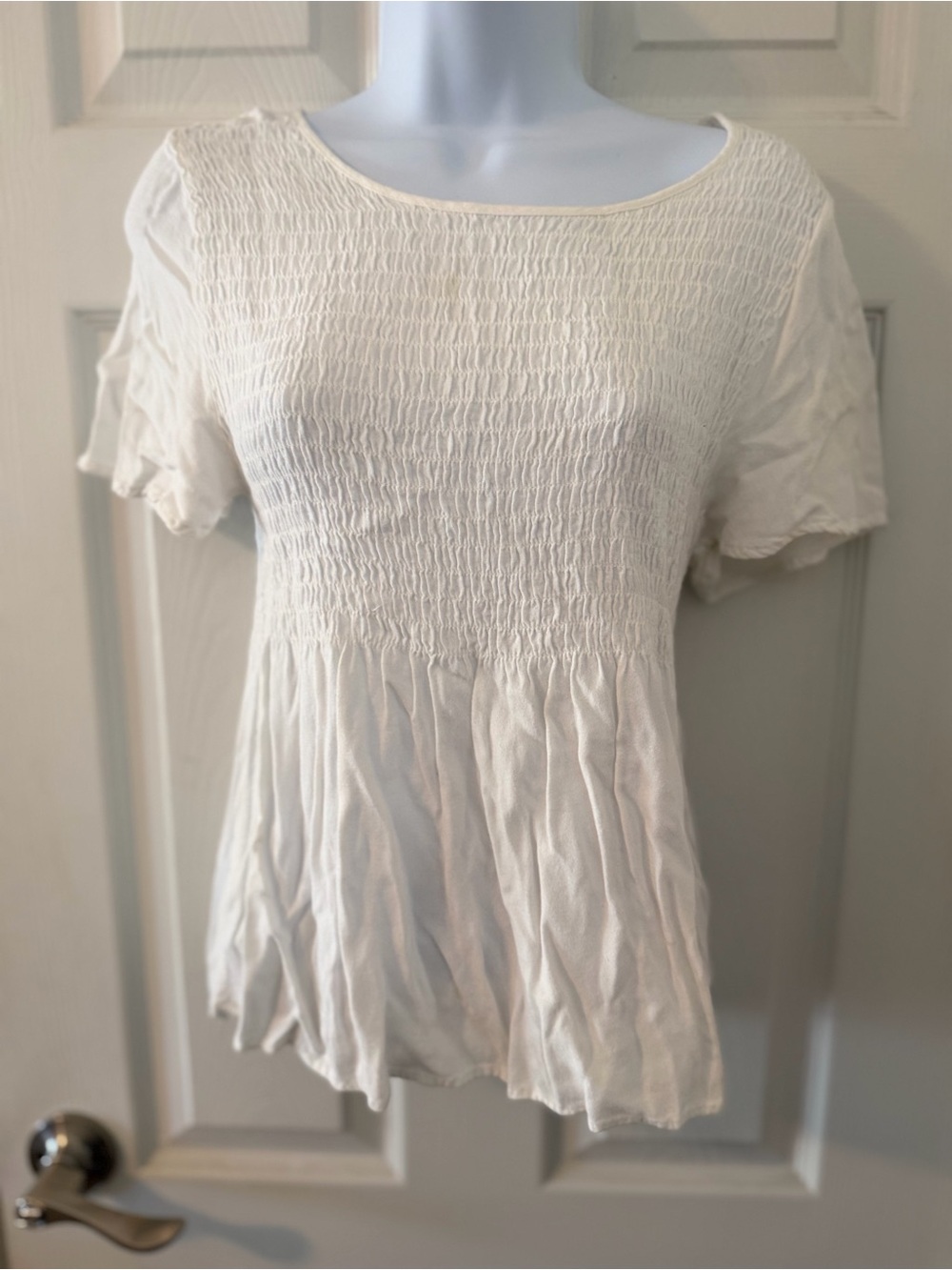 URBAN Romantics White Smocked Peplum Top